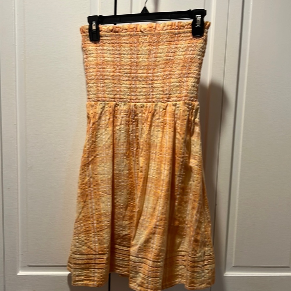 Orange strapless dress